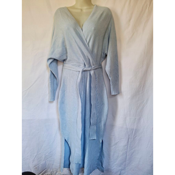 Blue faux Wrap Size M sweater soft thick dress - Picture 2 of 4